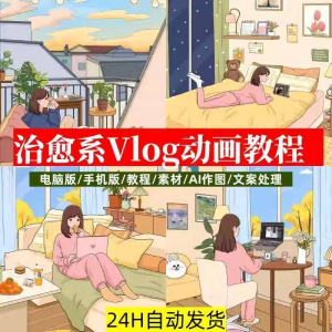 治愈系动画视频插画教程AI绘画动态情感唯美vlog镜头剪辑课程素材-淘宝虚拟货源网