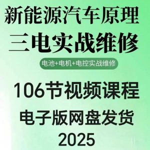2025年汽车新能源汽车三电实战维修汽修视频课程106节网盘素材-淘宝虚拟货源网