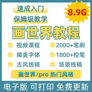 画世界教程视频pro板画零基础入门笔刷素材线稿手绘插画控笔训练-淘宝虚拟货源网