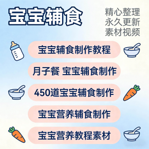 宝宝婴儿辅食制作全套教程配方视频自学方法食谱营养方法教程素材-淘宝虚拟货源网