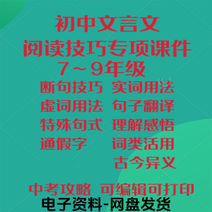 初中中考文言文阅读技巧教学课件PPT电子实虚词类活用法翻译断句-淘宝虚拟货源网