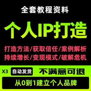 个人IP打造教程如何快速打造个人IP社交品牌定位训练营资料大全新-淘宝虚拟货源网