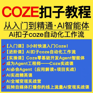 扣子coze教程工作流从入门到精通智能体开发搭建应用实战教学课程-淘宝虚拟货源网