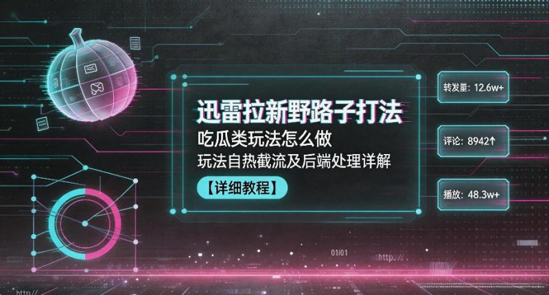 迅雷拉新野路子打法,吃瓜类玩法怎么做,玩法自热截流及后端处理详解-淘宝虚拟货源网