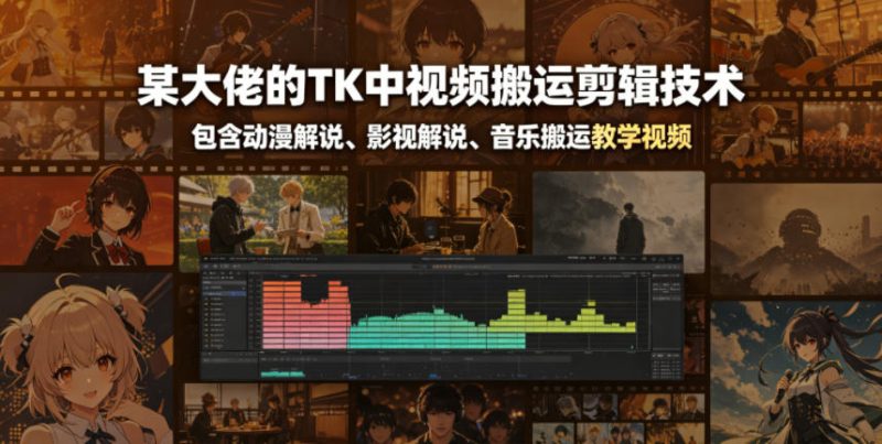 某大佬的TK中视频搬运剪辑技术，包含动漫解说、影视解说、音乐搬运教学视频-淘宝虚拟货源网