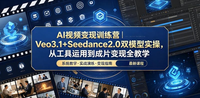 AI视频变现训练营|Veo3.1+Seedance2.0双模型实操,从工具运用到成片变现全教学-淘宝虚拟货源网