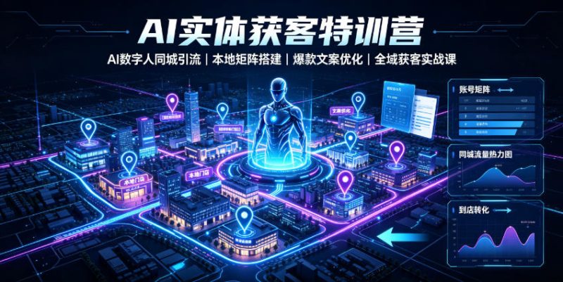 AI实体获客特训营|AI数字人同城引流、本地矩阵搭建、爆款文案优化全域获客实战课-淘宝虚拟货源网