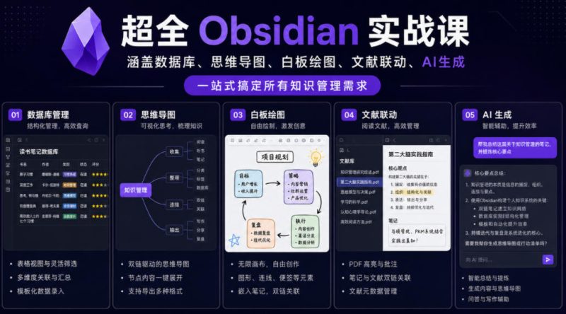 超全Obsidian实战课，涵盖数据库、思维导图、白板绘图、文献联动、AI生成，一站式搞定所有知识管理需求-淘宝虚拟货源网