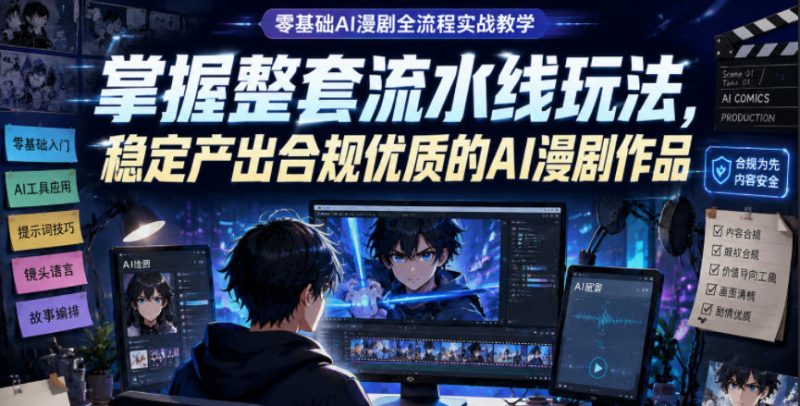 零基础AI漫剧全流程实战教学,掌握整套流水线玩法,稳定产出合规优质的AI漫剧作品-淘宝虚拟货源网