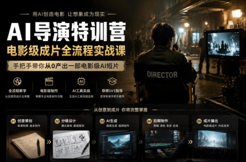 AI导演特训营,电影级成片全流程实战课,手把手带你从0产出一部电影级AI短片-淘宝虚拟货源网