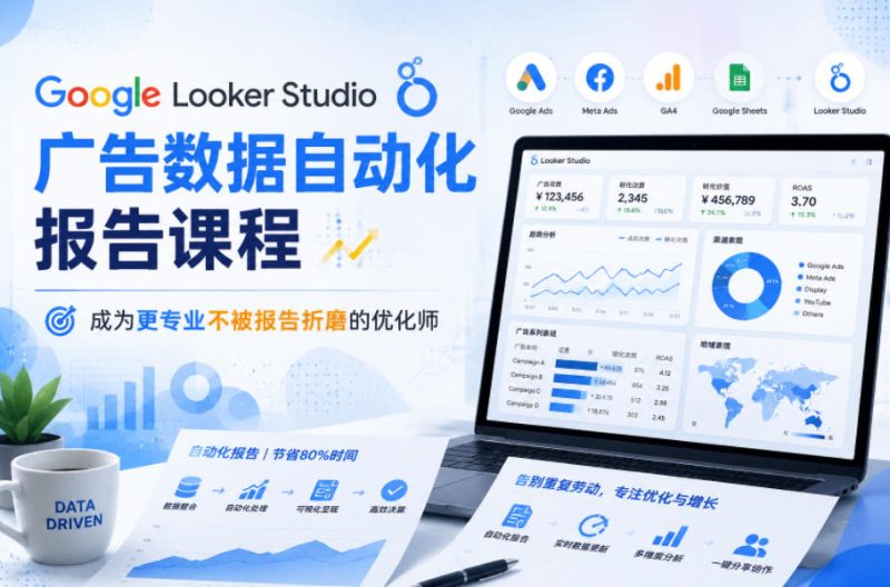 Google Looker Studio广告数据自动化报告课程，成为更专业不被报告折磨的优化师-淘宝虚拟货源网