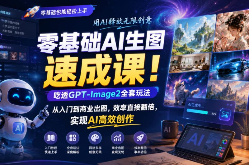 零基础AI生图速成课！吃透GPT-Image2全套玩法，从入门到商业出图，效率直接翻倍，实现AI高效创作-淘宝虚拟货源网