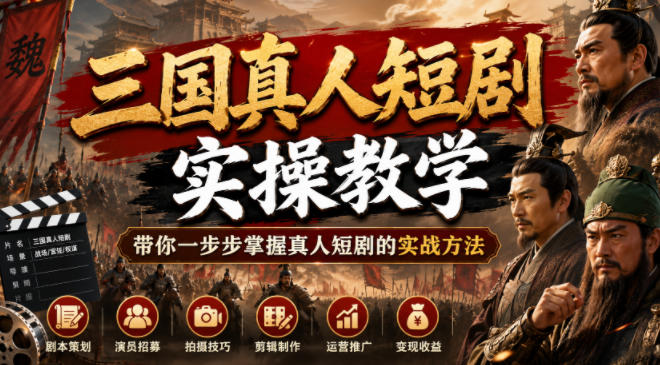 三国真人短剧实操教学，带你一步步掌握真人短剧的实战方法-淘宝虚拟货源网