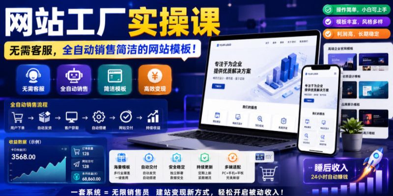 网站工厂实操课,无需客服,网站模板自动赚钱!【原创双语字幕】-淘宝虚拟货源网