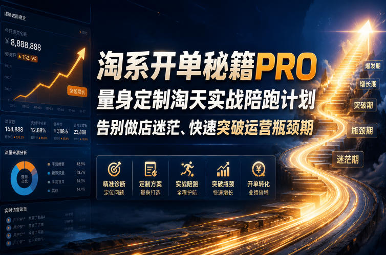 淘系开单秘籍PRO，量身定制淘天实战陪跑计划，告别做店迷茫、快速突破运营瓶颈期（20260709）-淘宝虚拟货源网