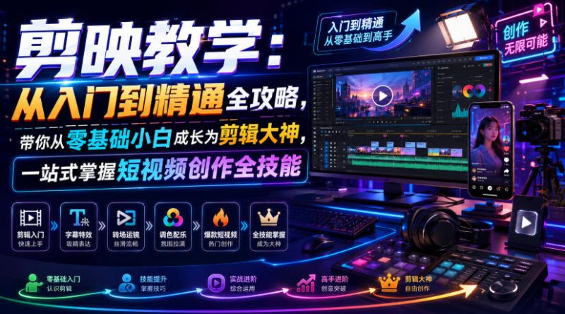 剪映教学：从入门到精通全攻略，带你从零基础小白成长为剪辑大神，一站式掌握短视频创作全技能-淘宝虚拟货源网
