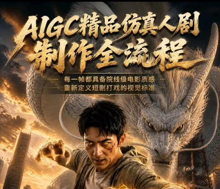 AIGC精品仿真人剧豢龙人全流程制作解析2026,国风仿真人创作+打斗剧情+人设编排,一站式AI短剧入门-淘宝虚拟货源网