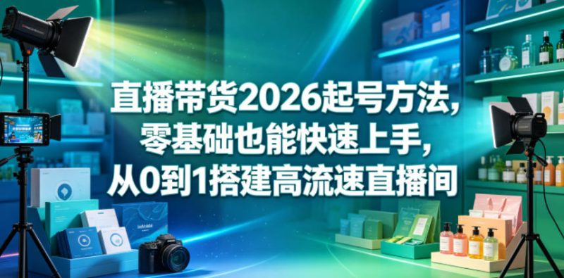 直播带货2026起号方法,零基础也能快速上手,从0到1搭建高流速直播间-淘宝虚拟货源网