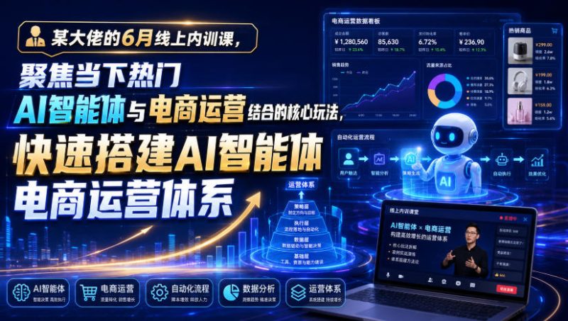 某大佬的6月线上内训课，聚焦当下热门AI智能体与电商运营结合的核心玩法，快速搭建AI智能体电商运营体系-淘宝虚拟货源网