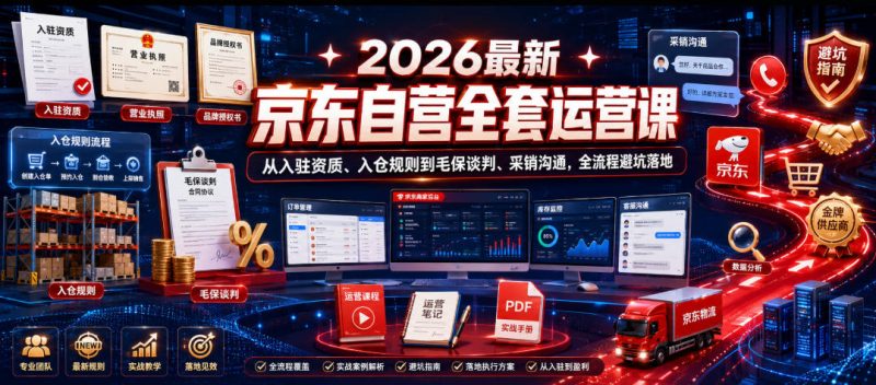 2026最新京东自营全套运营课，从入驻资质、入仓规则到毛保谈判、采销沟通，全流程避坑落地-淘宝虚拟货源网
