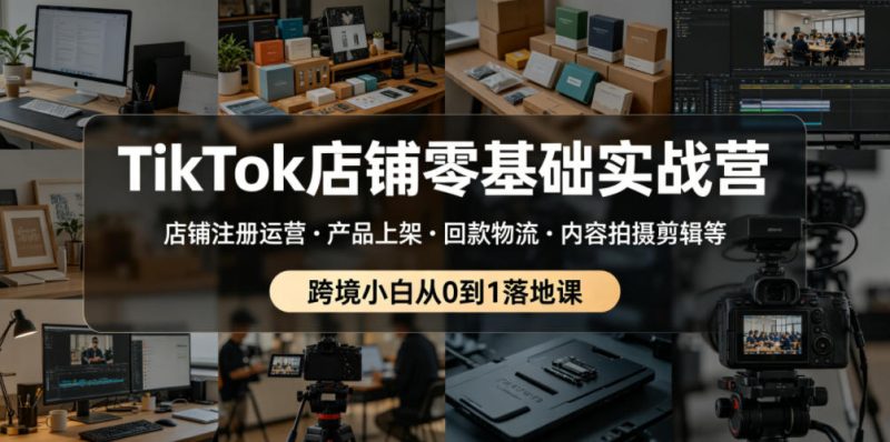 TikTok店铺零基础实战营，店铺注册运营・产品上架・回款物流・内容拍摄剪辑等 ，跨境小白从0到1落地课-淘宝虚拟货源网