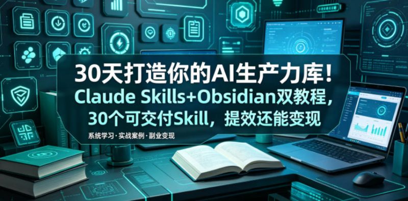 30天打造你的AI生产力库!Claude Skills+Obsidian 双教程,30 个可交付 Skill,提效还能变现-淘宝虚拟货源网