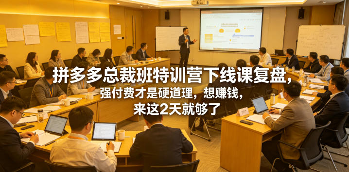 拼多多总裁班特训营下线课复盘,强付费才是硬道理,想賺钱,来这2天就够了-淘宝虚拟货源网