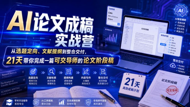 AI论文成稿实战营,从选题定向、文献提纲到整合交付,21天带你完成一篇可交导师的论文阶段稿-淘宝虚拟货源网