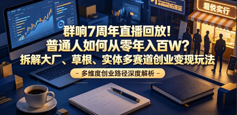 群响7周年直播回放!普通人如何从零年入百W?拆解大厂、草根、实体多赛道创业变现玩法-淘宝虚拟货源网