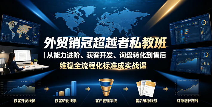 外贸销冠超越者私教班｜从能力进阶、获客开发、询盘转化到售后维稳全流程标准化成交实战课-淘宝虚拟货源网