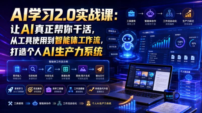 AI学习2.0实战课:让AI真正帮你干活,从工具使用到智能体工作流,打造个人AI生产力系统-淘宝虚拟货源网
