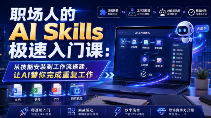 职场人的AI Skills极速入门课：从技能安装到工作流搭建，让AI替你完成重复工作-淘宝虚拟货源网