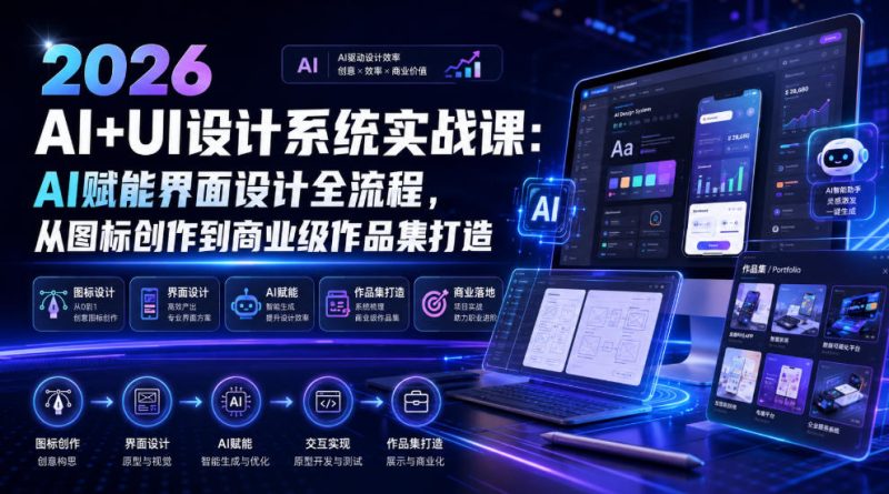 2026 AI+UI设计系统实战课：AI赋能界面设计全流程，从图标创作到商业级作品集打造-淘宝虚拟货源网