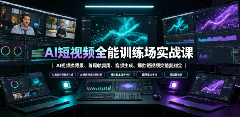 AI短视频全能训练场实战课|AI视频换背景、首尾帧复用、音频生成、爆款短视频完整复刻全套实操教学-淘宝虚拟货源网