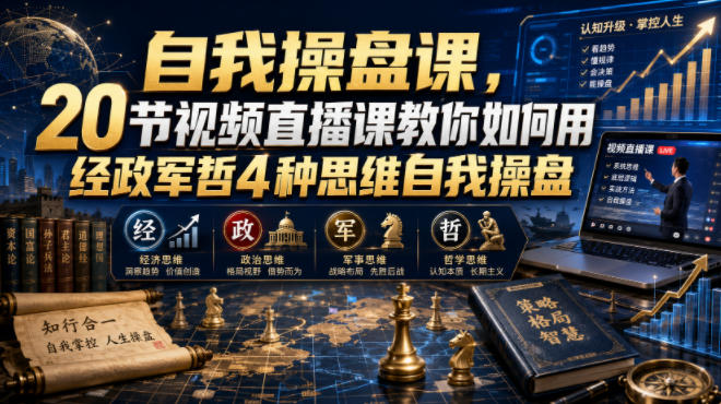 自我操盘课，20节视频直播课教你如何用经政军哲4种思维自我操盘-淘宝虚拟货源网