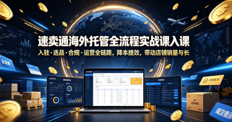 速卖通海外托管全流程实战课入驻・选品・合规・运营全链路,降本提效,带动店铺销量与收益增长-淘宝虚拟货源网