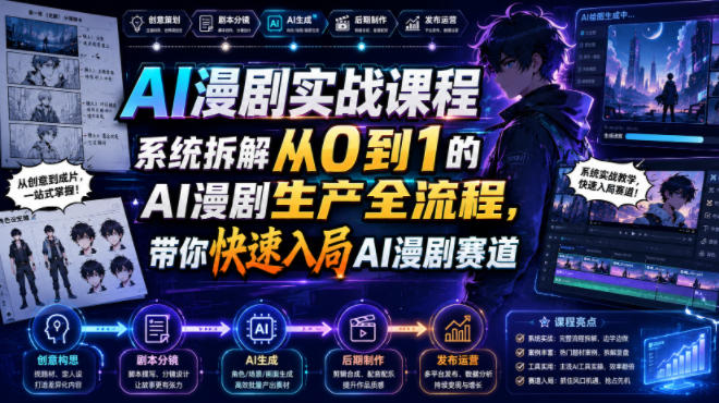 AI漫剧实战课程，系统拆解从0到1的AI漫剧生产全流程，带你快速入局AI漫剧赛道-淘宝虚拟货源网