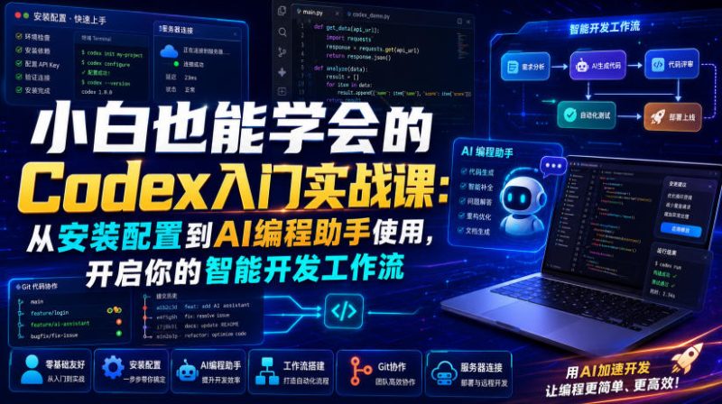 小白也能学会的Codex入门实战课:从安装配置到AI编程助手使用,开启你的智能开发工作流-淘宝虚拟货源网