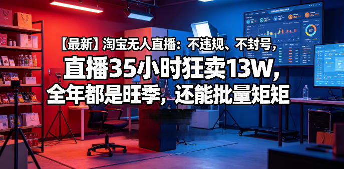 【最新】淘宝无人直播:不违规、不封号,直播35小时狂卖13W,全年都是旺季,还能批量矩阵操作【揭秘】-淘宝虚拟货源网