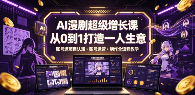 AI漫剧超级增长课，从0到1打造一人生意，项目认知・账号运营・制作全流程教学-淘宝虚拟货源网