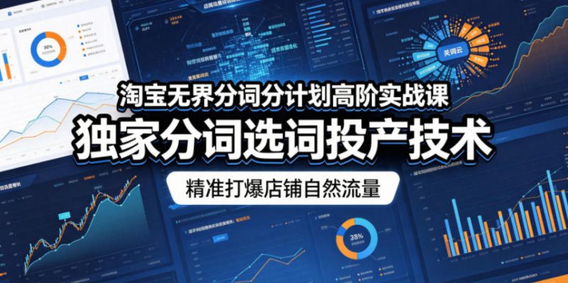 淘宝无界分词分计划高阶实战课,独家分词选词投产技术,精准打爆店铺自然流量-淘宝虚拟货源网