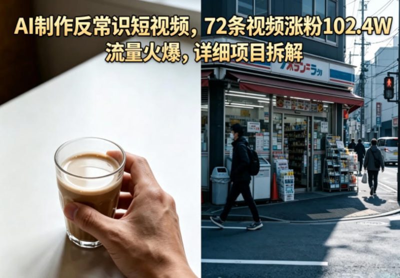 AI制作反常识短视频,72条视频涨粉102.4W,流量火爆,详细项目拆解-淘宝虚拟货源网