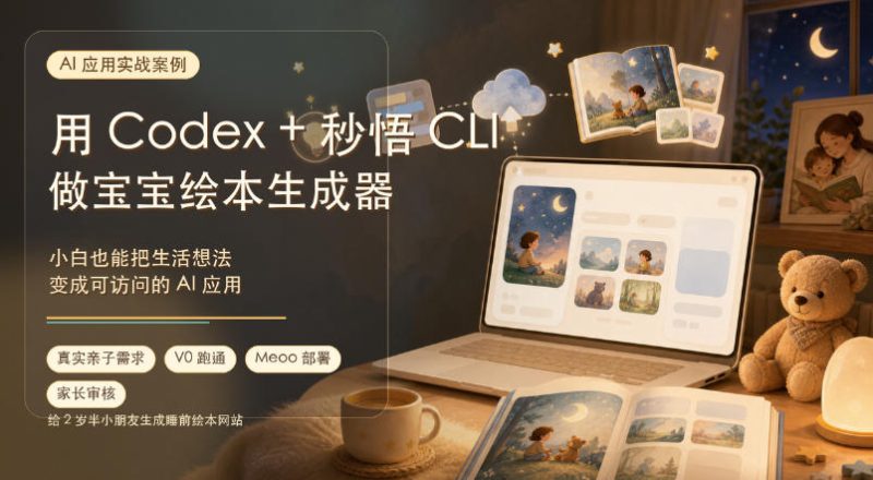 AI应用实战案例，用Codex+秒悟CLl做宝宝绘本生成器，小白也能把生活想法变成可访问的AI应用-淘宝虚拟货源网