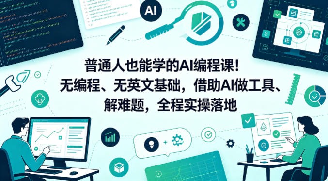 普通人也能学的AI编程课！无编程、无英文基础，借助AI做工具、解难题，全程实操落地（更新6月）-淘宝虚拟货源网