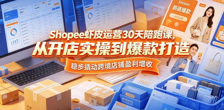 Shopee虾皮运营30天陪跑课,从开店实操到爆款打造,稳步撬动跨境店铺盈利增收-淘宝虚拟货源网