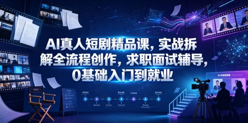 AI真人短剧精品课,实战拆解全流程创作,求职面试辅导,0基础入门到就业-淘宝虚拟货源网
