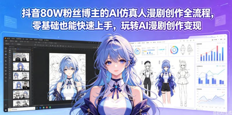 抖音80W粉丝博主的AI仿真人漫剧创作全流程,零基础也能快速上手,玩转AI漫剧创作变现-淘宝虚拟货源网