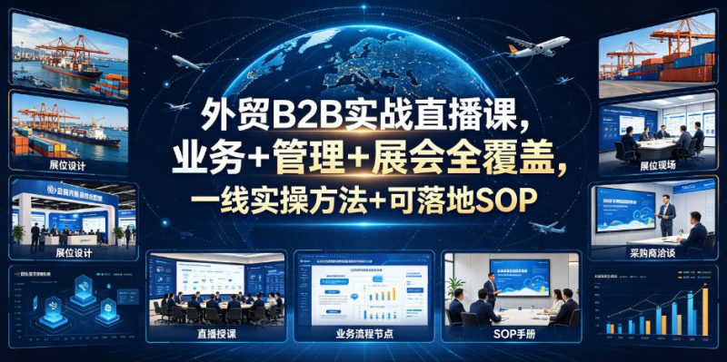 外贸B2B实战直播课,业务+管理+展会全覆盖,一线实操方法+可落地SOP-淘宝虚拟货源网