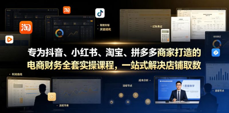专为抖音、小红书、淘宝、拼多多商家打造的电商财务全套实操课程,一站式解决店铺取数、记账、报税全流程难题-淘宝虚拟货源网