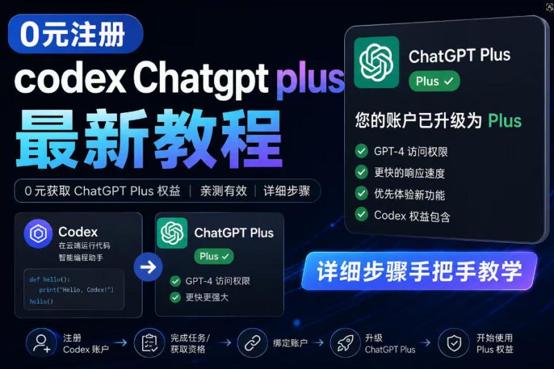 0元全自动注册codex gpt plus最新教程,0元获取GPT Plus权益,手把手详细教学-淘宝虚拟货源网